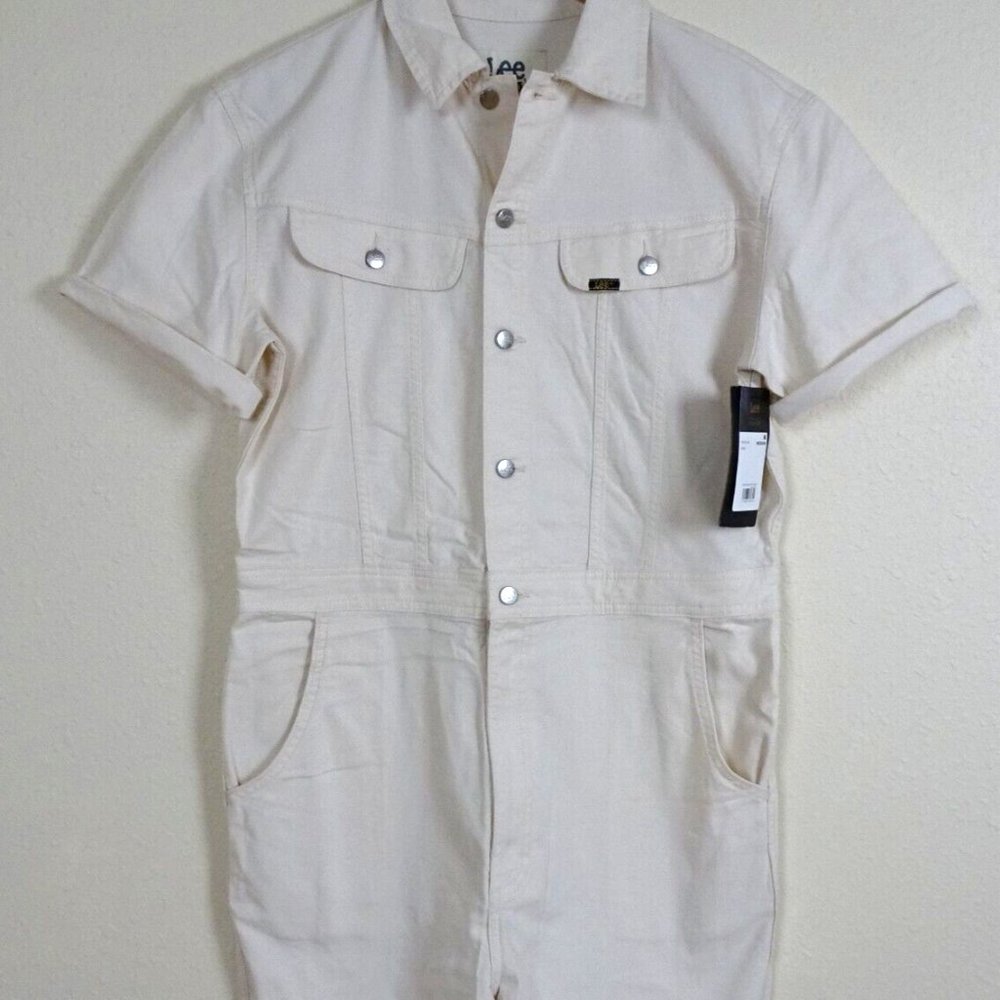 LEE Vintage Modern UnionAlls Size M OnePiece Short Sleeve Jumpsuit Ecru